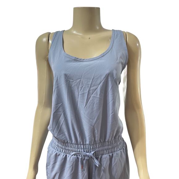 Calia by Carrie Underwood Jumpsuit Large Cinch Waist Tapered Leg Loungwear Blue - Picture 3 of 11
